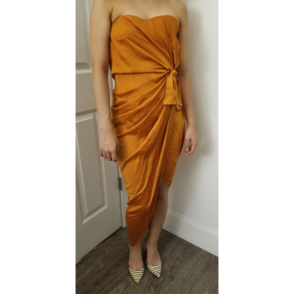 Draped Satin Gown - Sienna Orange