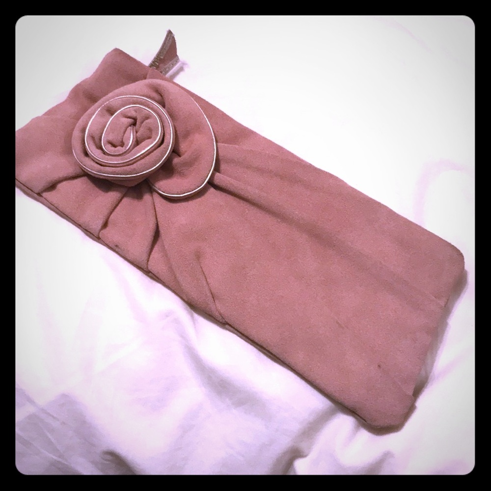 Banana Republic suede clutch; pink, dusty rose