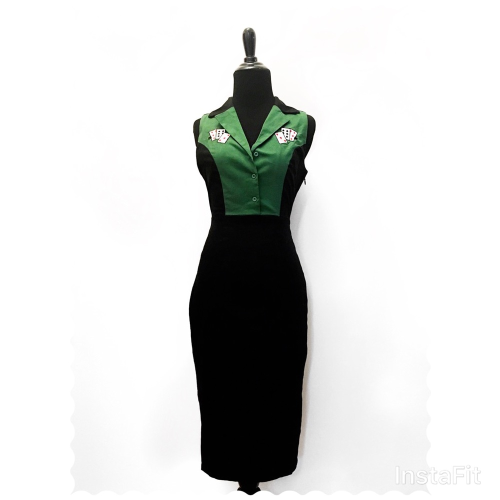 NWT Vintage Inspired Playing Cards Pencil Dress