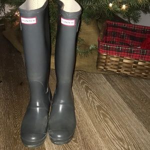 Hunter boots, size 8, grey, original gloss tall