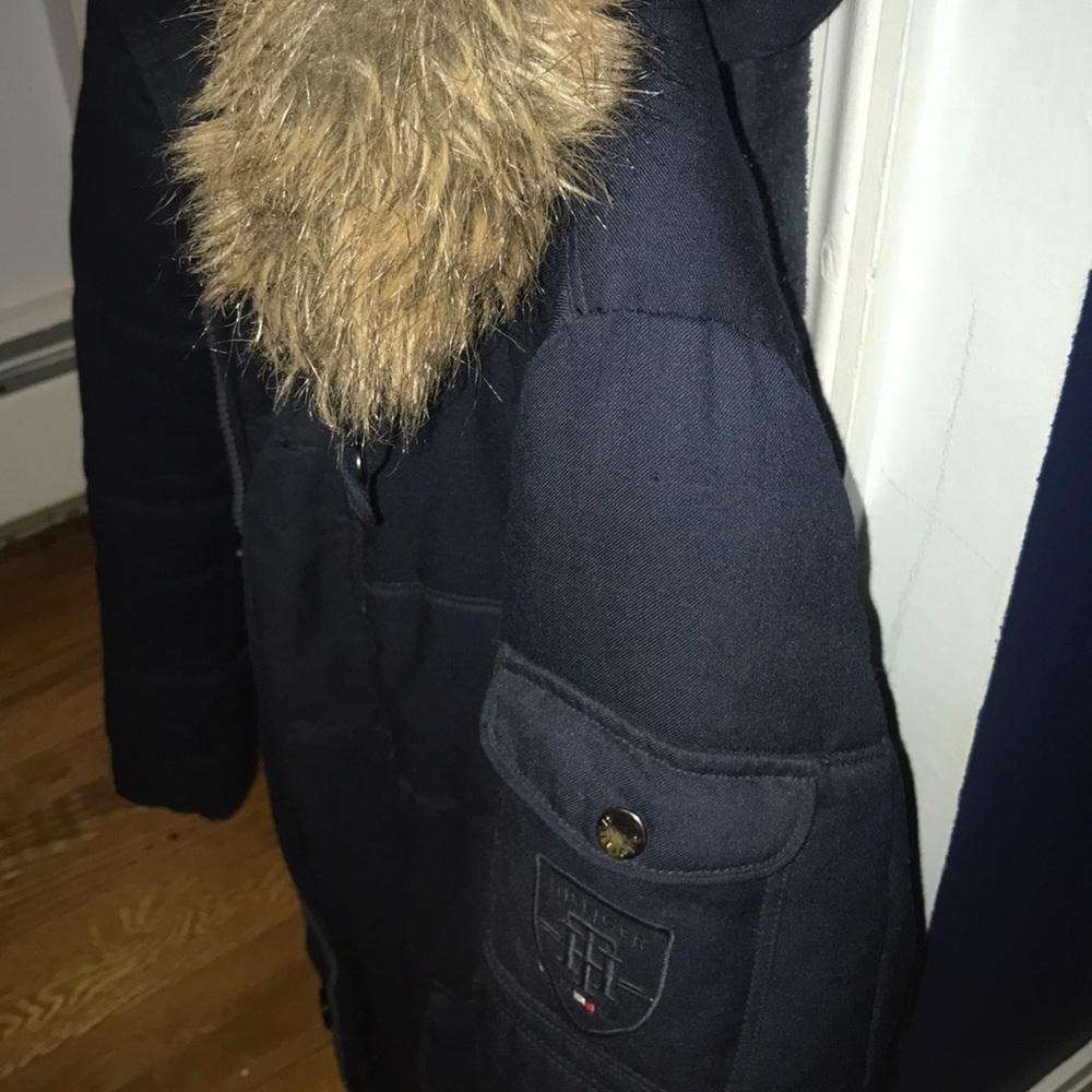 New Tommy Hilfiger Navy Parka Coat - Picture 3 of 8