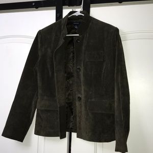 Olive green suede leather coat