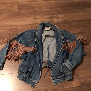 Vintage denim jacket with fringe