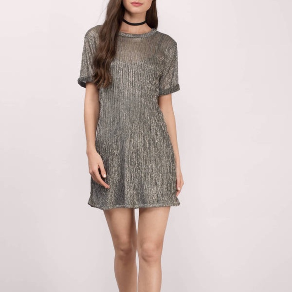 Charcoal Sheer Shift Dress