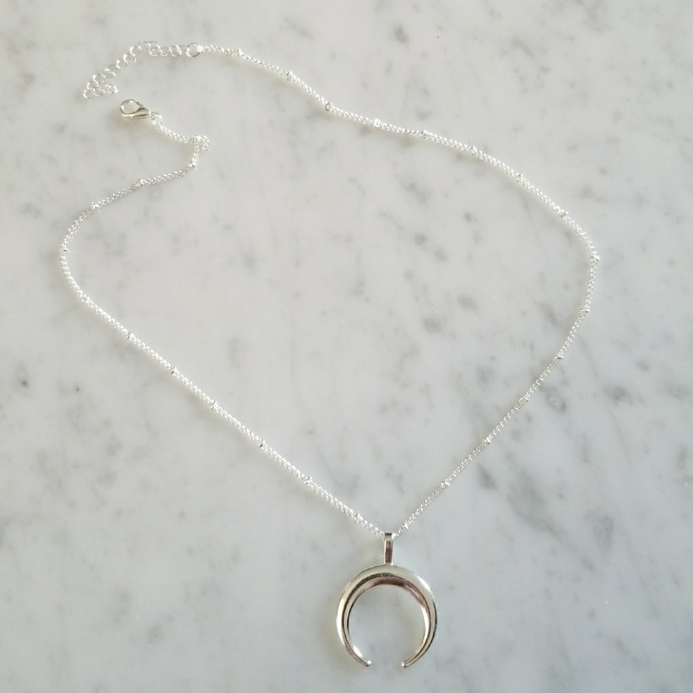 Double Horn Bohemian Crescent Necklace - Picture 7 of 8