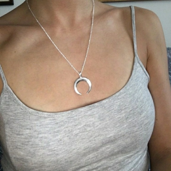 Double Horn Bohemian Crescent Necklace - Picture 8 of 8
