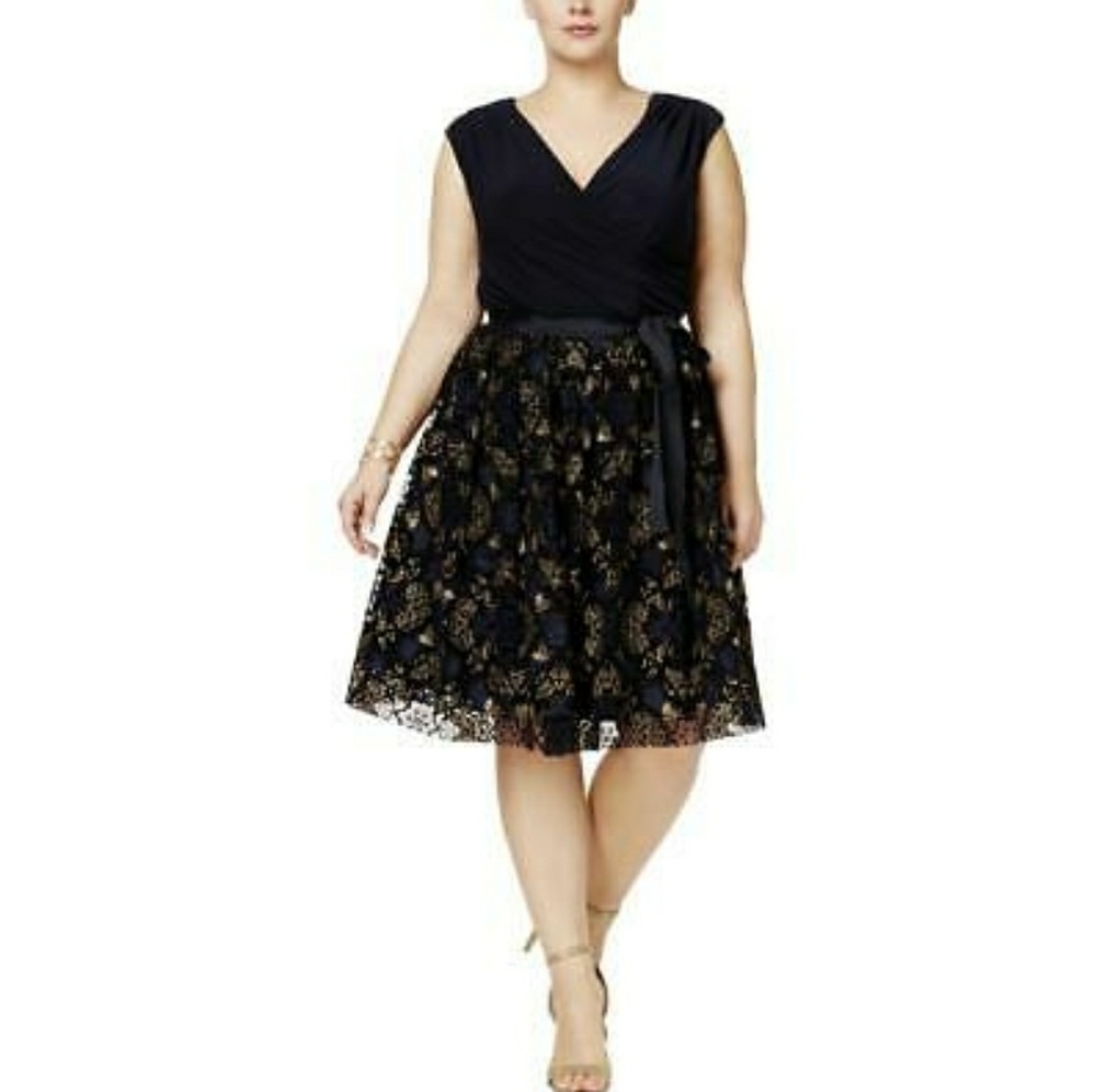 💋Blue and Gold fit and flared dress