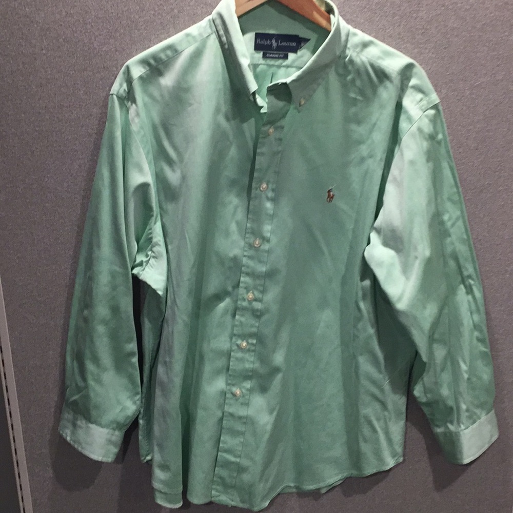 Polo green button down
