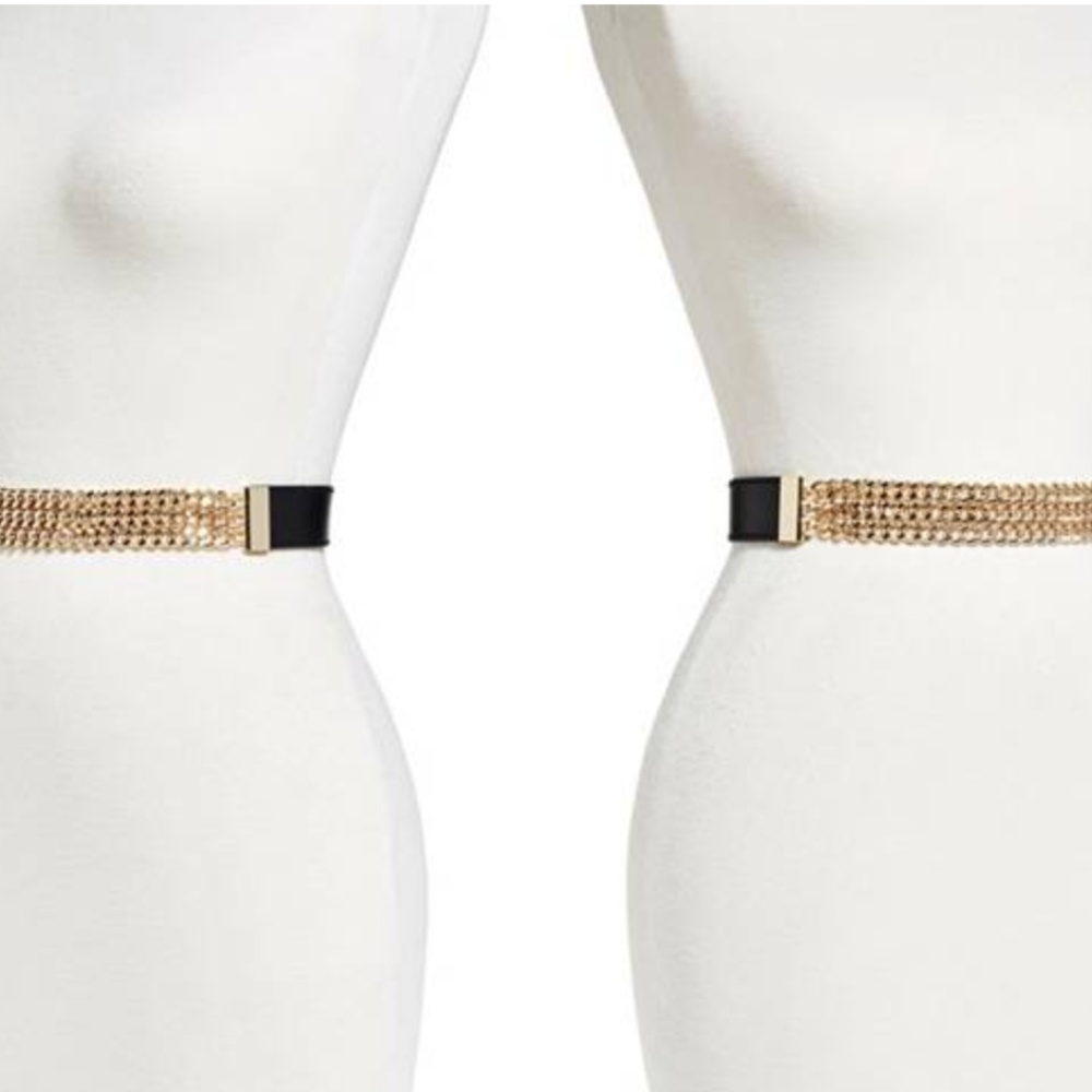 TRIPLE-ROW CHAIN LEATHER BELT