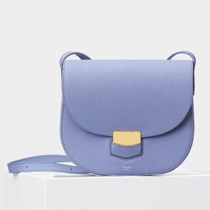 CELINE COMPACT TROTTEUR BAG IN BLUE CALFSKIN