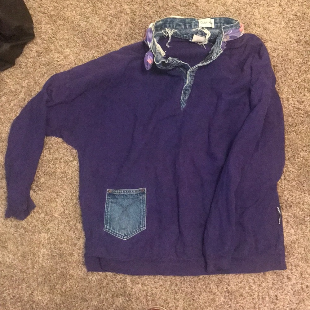 Calvin Klein cotton tops purple pullover vintage