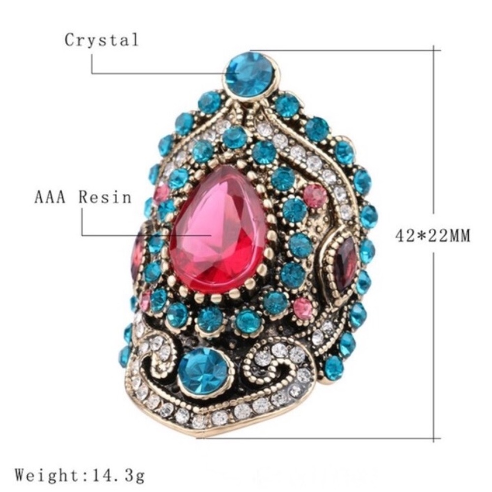 🆕 BOHO Colorful Crystal Rhinestones Ring - Picture 6 of 7