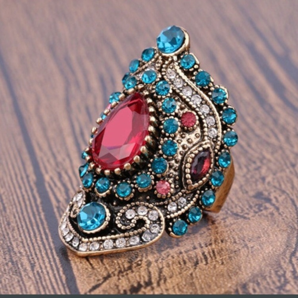 🆕 BOHO Colorful Crystal Rhinestones Ring - Picture 2 of 7