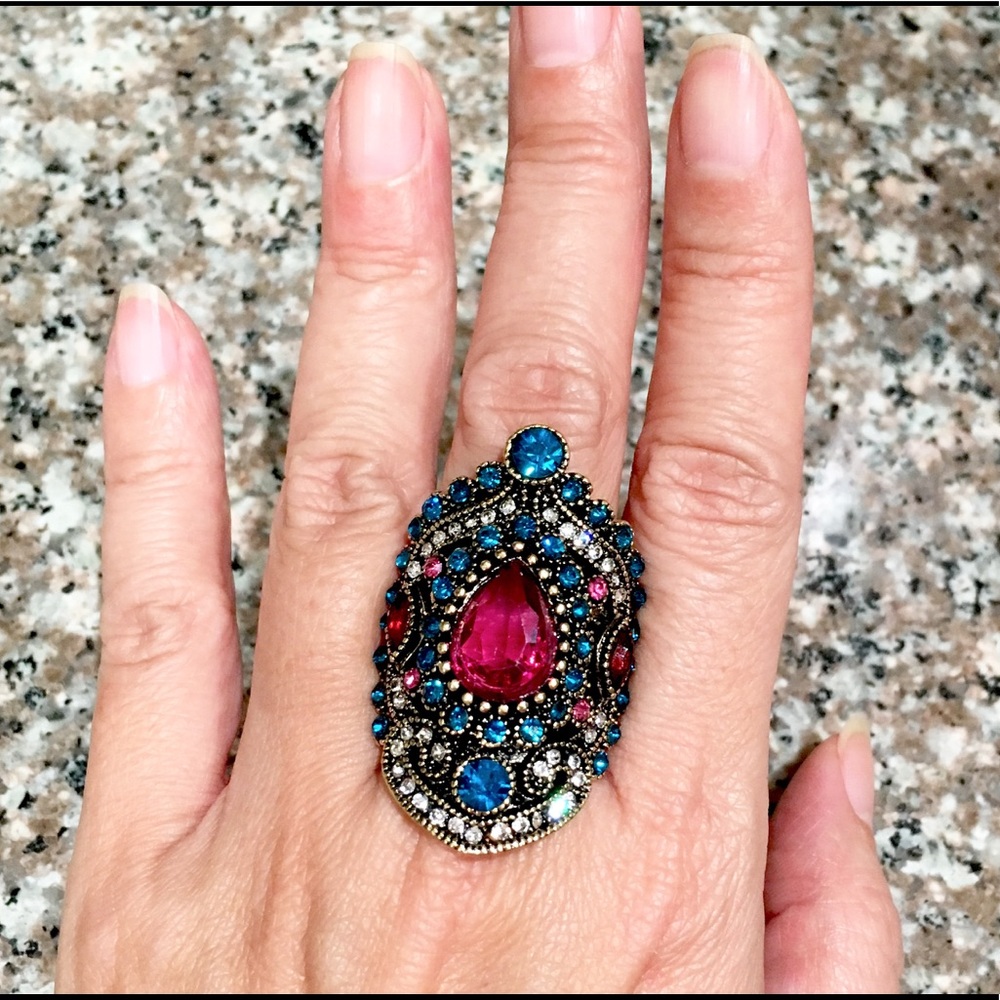 🆕 BOHO Colorful Crystal Rhinestones Ring - Picture 3 of 7