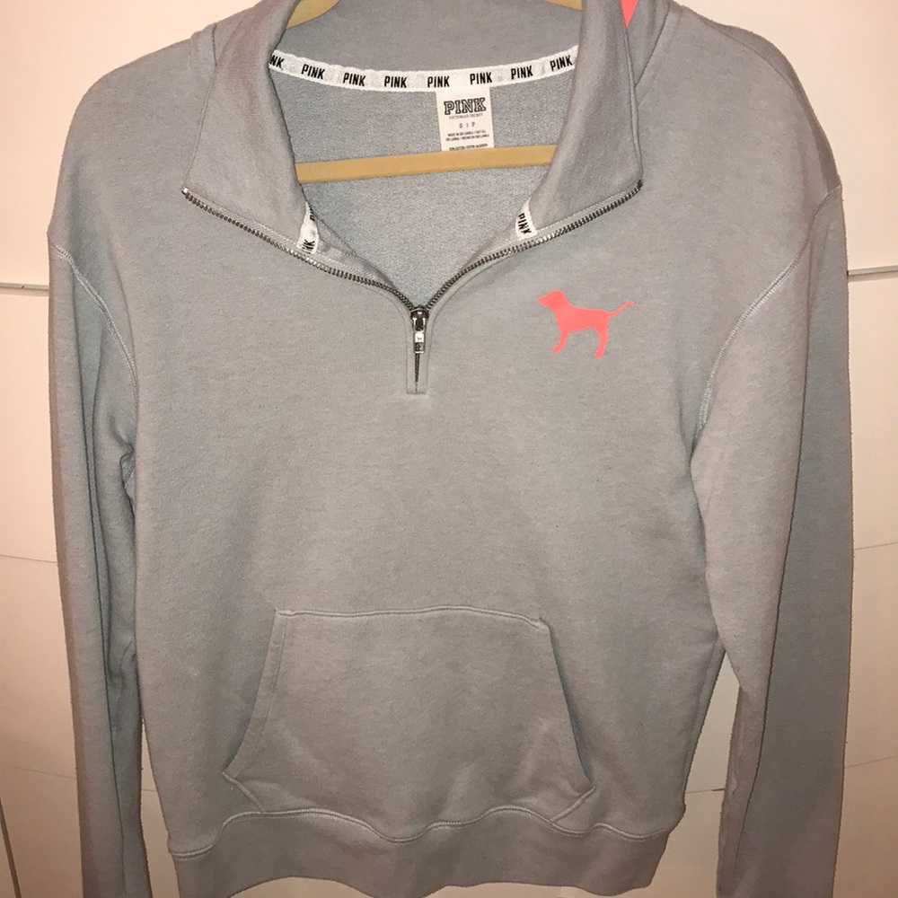 Grey PINK Victoria’s Secret Half Zip