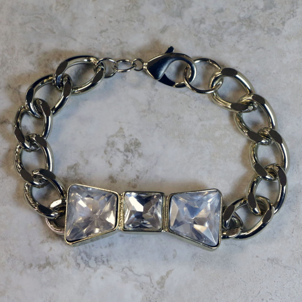 NWOT Silver chain bracelet with crystal LBB17nc - Picture 5 of 5