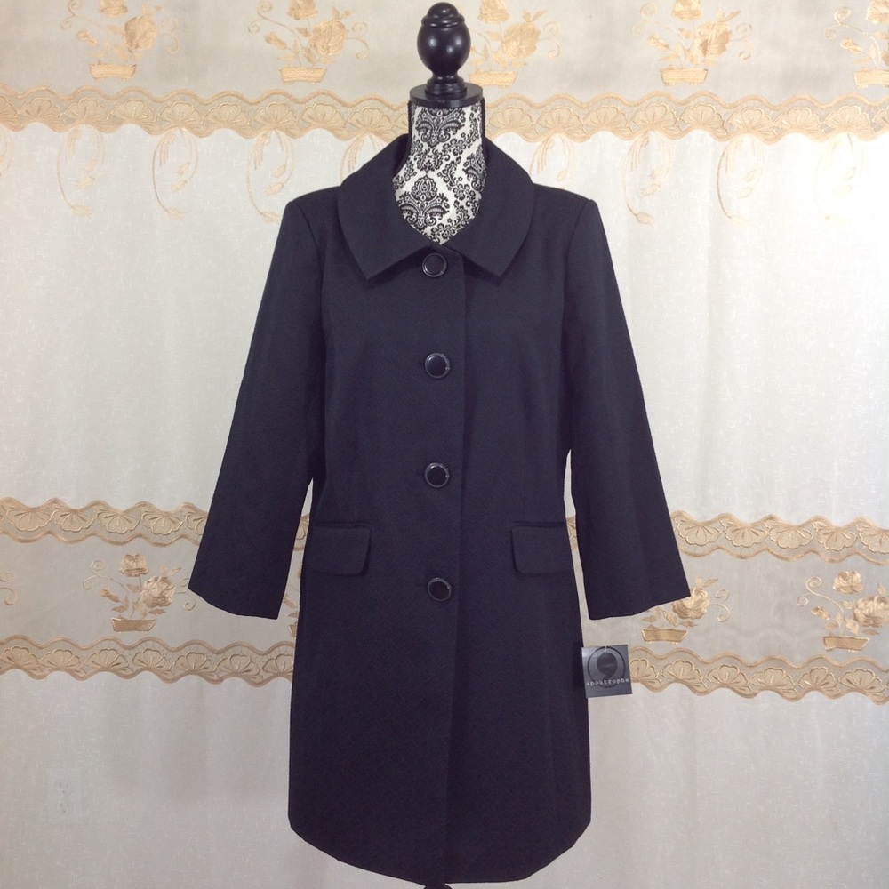 Apostrophe Misses Brocade Coat Jacket Black Sz L