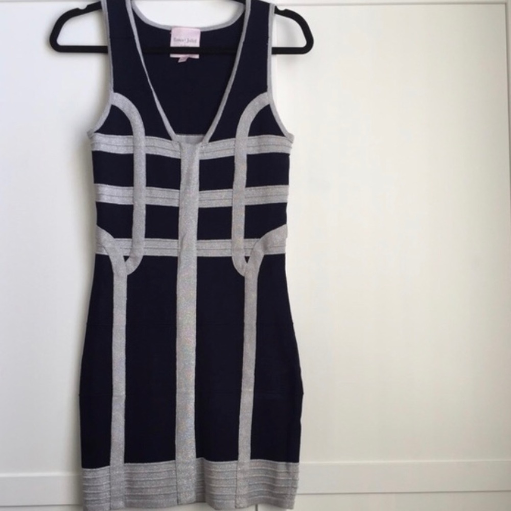 Romeo & Juliet couture navy and silver dress
