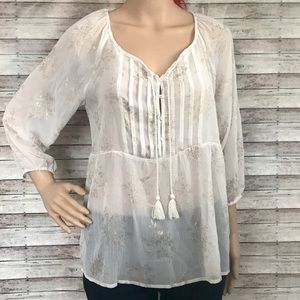 Charming Charlie Sheer Cream Blouse