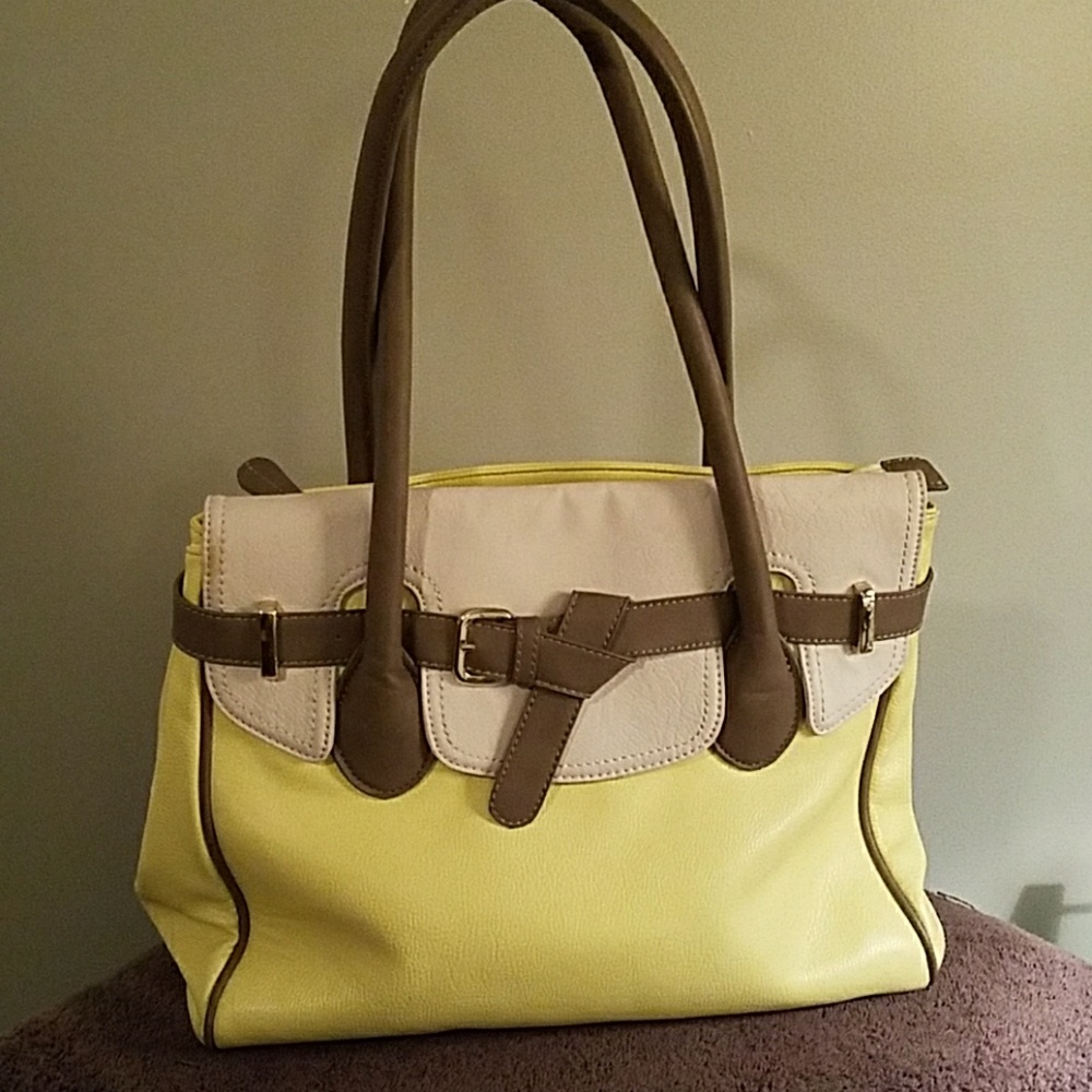 Aldo faux leather yellow spring shoulder bag retro