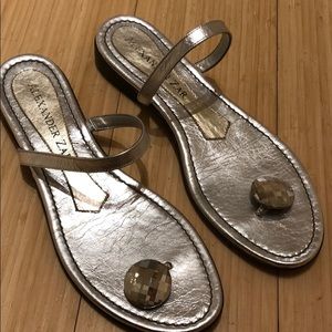 Alexander Zar silver metallic sandal