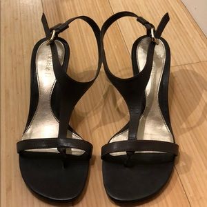 Michelle D t-strap brown leather t-strap sandal.