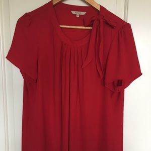 RW & Co Tops - RW&Co red blouse with buttons and bow details Lg RW & Co Tops - RW&Co red blouse with buttons and bow details Lg