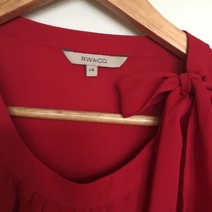 RW & Co Tops - RW&Co red blouse with buttons and bow details Lg RW & Co Tops - RW&Co red blouse with buttons and bow details Lg