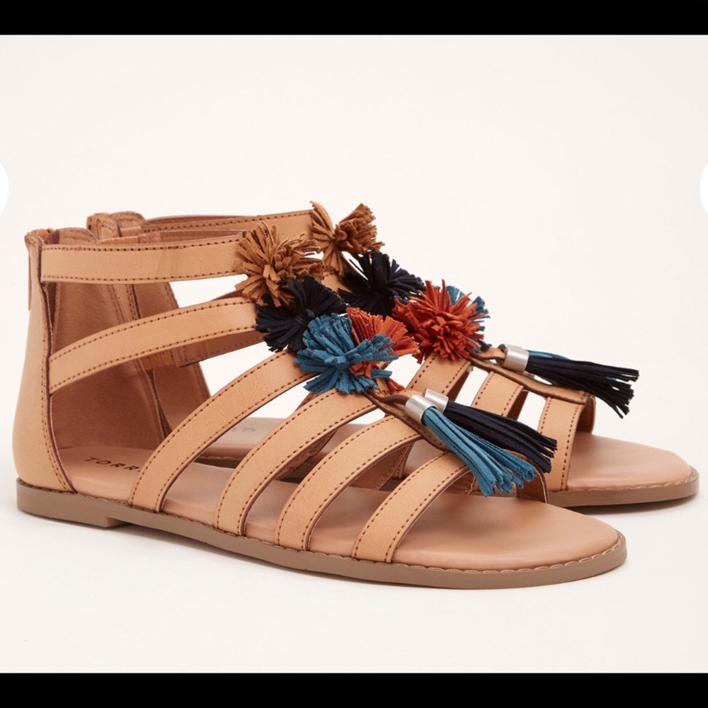 Gladiator Cognac Faux Leather Sandal Wide Width 6W