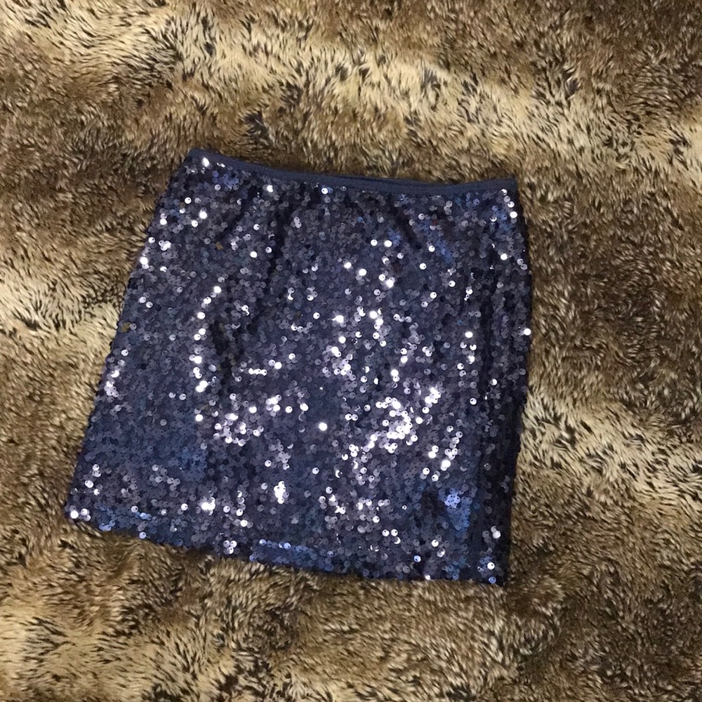 Navy blue sequin skirt