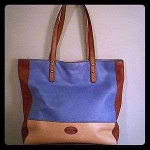 Fossil leather work tote