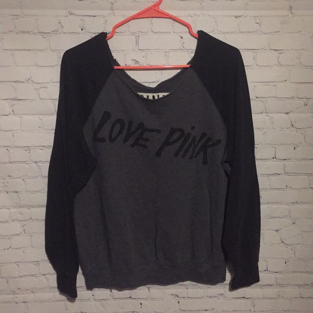 VS PINK gray and black slouchy sweatshirt sz Med