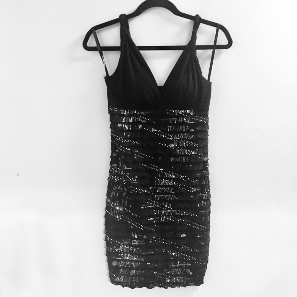 Black and gold short dress