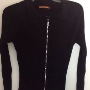 Belldini Black Rhinestone Zip Up L/S Sweater! L