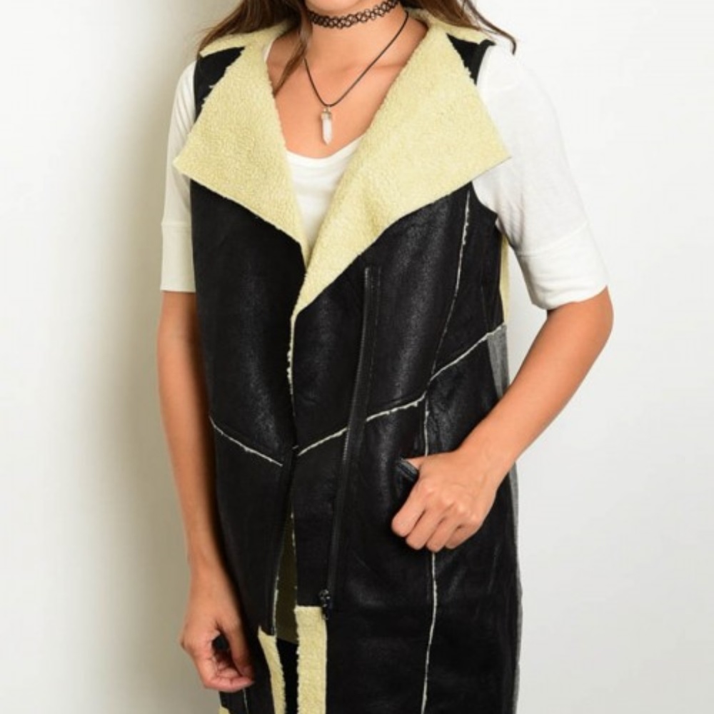 Faux Suede Sherpa Vest