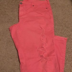 Maurice's pink distressed denim