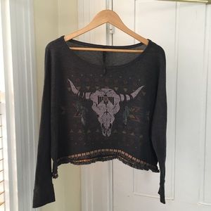 The Classic Long Sleeve Bull Shirt Crop Top