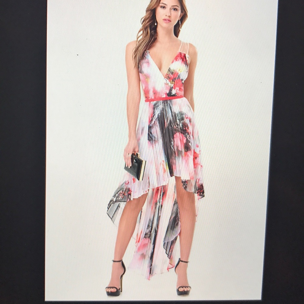 BEBE high low floral gown