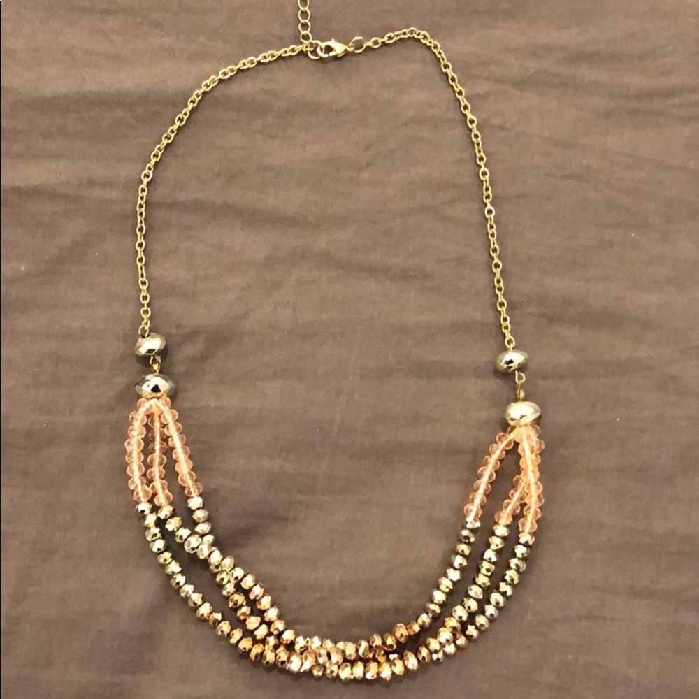 Rose Colored Beaded Statement Necklace