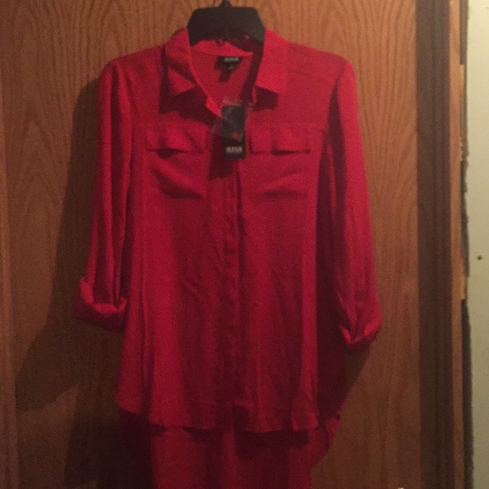 NWT Red a.n.a Button Up Blouse!