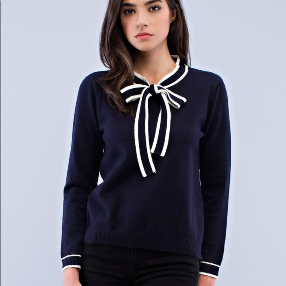 Navy Ribbon Sweater