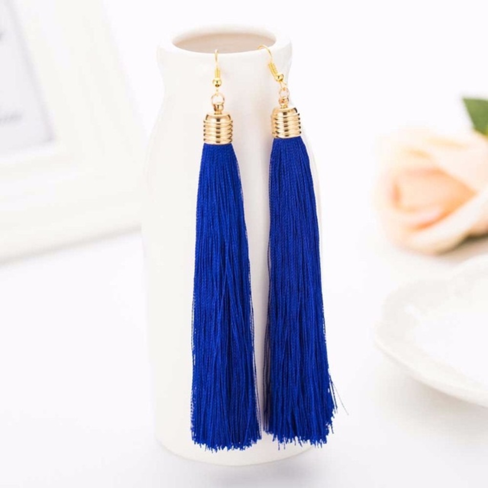 Blue tassel earrings