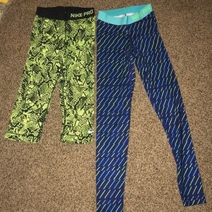 Two Nike pro printed leggings