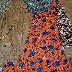 Old Navy Orange and Blue Floral T-shirt Dress