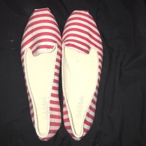 Striped red flat shoes
