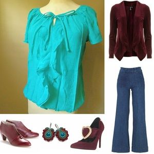 NWT St. John's Bay Flowy Teal Blouse