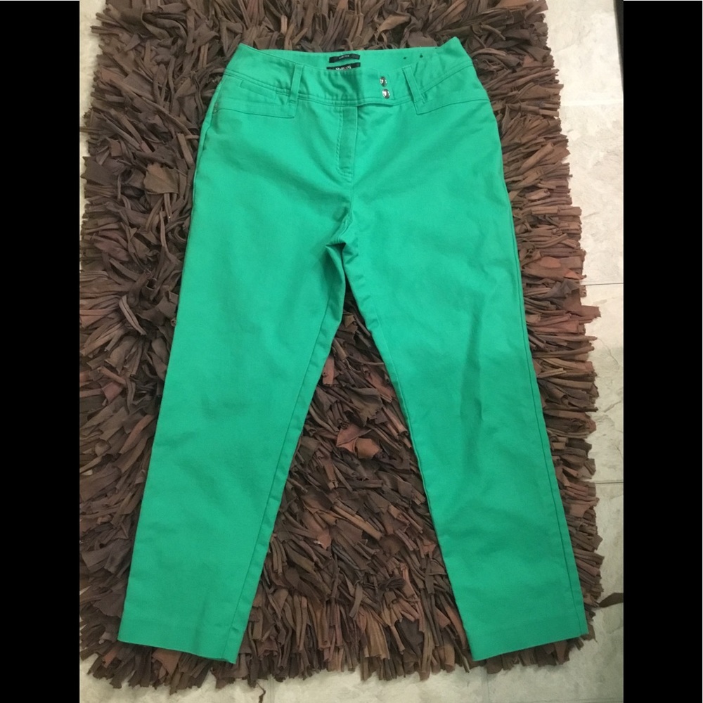 Green Stretch Cropped Pants