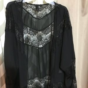 Sheer lace kimono