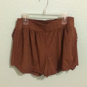 Brown velvet shorts