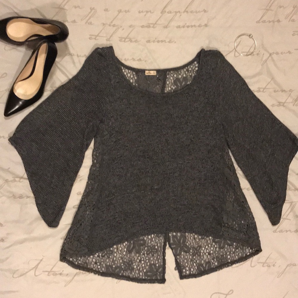 Hollister Sweater w/ Embroidered Lace Wing-Back